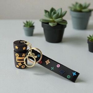 Fashion Brown Keychain with Multicolor Accents